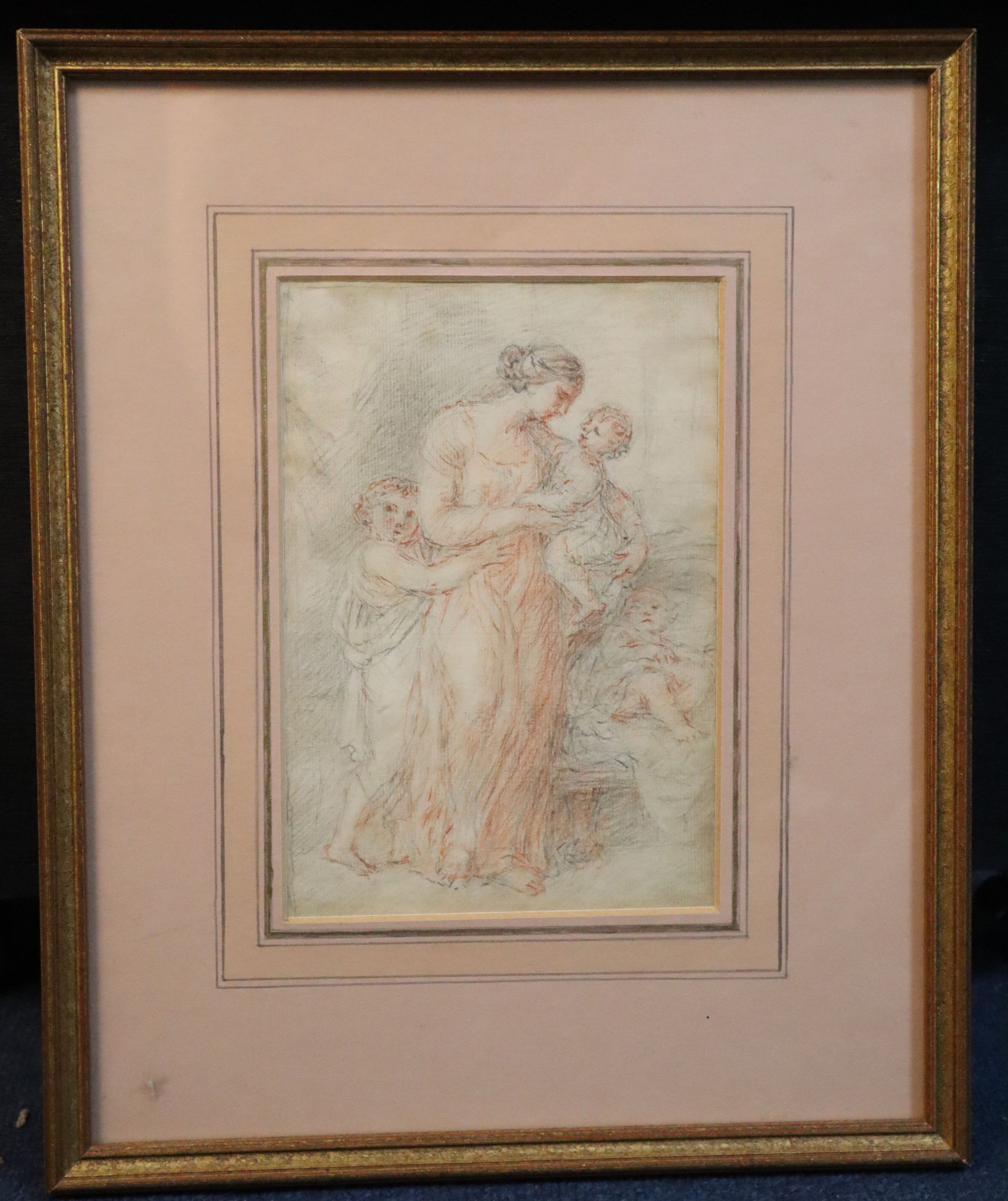 Attributed to Giovanni Battista Cipriani (1727-1785) A mother and her children 8 x 5.5in.